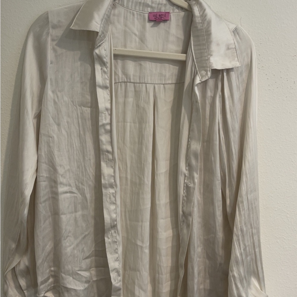 Cream Button-Up Blouse